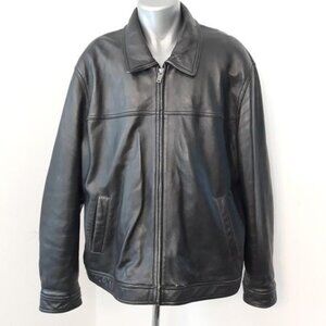 Guess Genuine Leather Men’s Jacket XXL Multi Pockets Front Zip